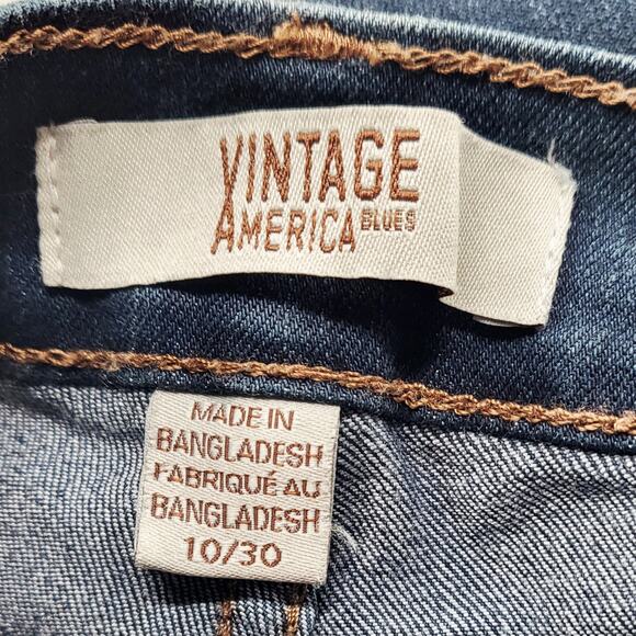 Vintage America Blues Weekend Crop Blue Jeans Dark Wash 5-Pockets Women's Sz 10 - Picture 7 of 9